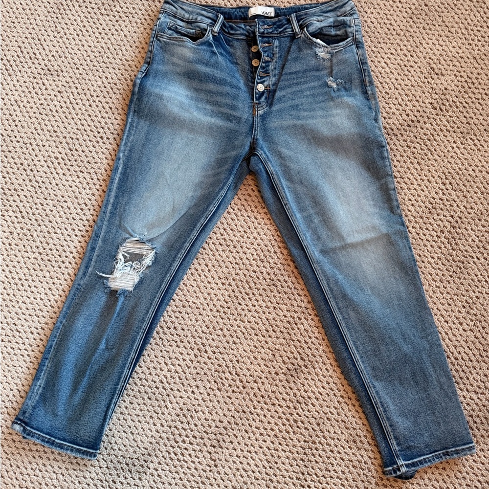 NWOT Vervet Size 31 Stylish Blue Distressed Women Jeans